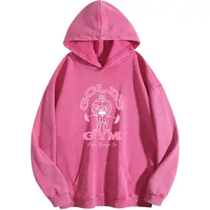 Holafish Women's GYM Print Acid Wash Hoodie Vintage 2026 Sweatshirt Oversized Loose Fit Winter Warm Streetwear Casual Tunic Graphic Crewneck Everyday Ribbed Joggers Soft Cotton