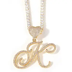 Cursive letter - 5 cm single letter, cursive pendant with heart hook