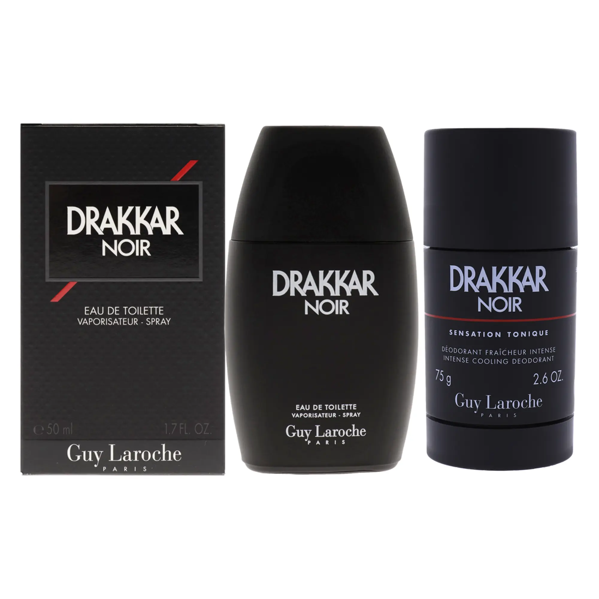Drakkar Noir Kit by Guy Laroche for Men - 2 Pc Kit 1.7oz EDT Spray, 2.6oz Deodorant Stick