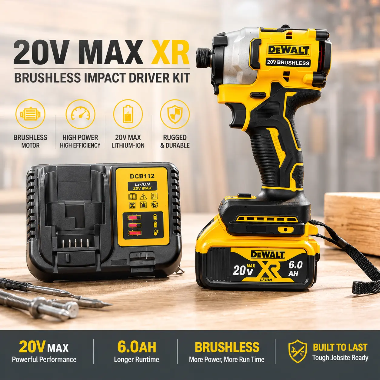 DEWALT DCF850 20V Brushless Motor Cordless High Torque Impact Driver & Wrench, 205nm Torque, 3250rpm Speed, Cordless Design Tool for Woodworking, DIY Enthusiasts’ Daily Maintenance Screwdriving