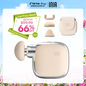 INIA PocketForce Palm-Sized Massage Gun – Portable Deep Tissue Massager with 3000 Percussions/Min, 7mm Stroke Depth & 10 lbs Force, Ultra-Quiet <48dB, 3 Heads & 4 Speeds, USB Rechargeable Travel Companion Gift Set