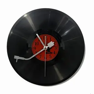12 Inch Black Vinyl Record Wall Clock Handmade Art Deco Timepiece Music Room Home Wall Decor Unique Gift Idea (Battery Not Included)