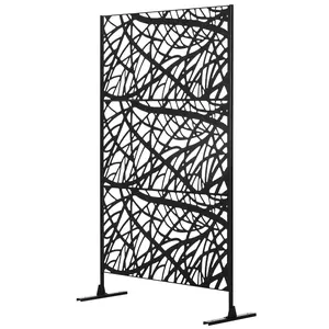 Decorative Outdoor Privacy Screen, See-Through Outdoor Divider/Separator with Twisted Branch Motif for Fun Shadows or Climbing Plant Trellis, Fence Panel for Garden Walkway, Backyard, 6.5FT