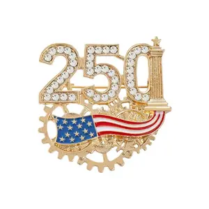 Patriotic Brooch Eco-Friendly Us Commemorative Badge Commemorative Lapel Pin Finely Polished 250th Anniversary Pin For Formal