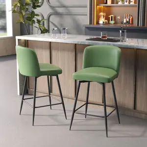 Crestlive Products 26.8'' Counter Height 2pcs High-grade Swivel Indoor Bar Stool with Metal Footrest Green