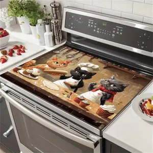 Cute Cat Pattern Gas Stove Cooktop Panel Protector Cover,  1 Count Heat & Scratch Resistant Stove Top Protector, Multipurpose Cooktop Cover for Flat Top Oven Stove Plate