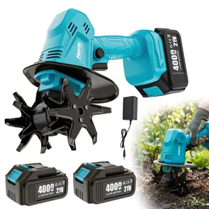 Cordless Garden Tiller Cultivator with 2 x 4.0Ah Batteries, Mini Handheld Electric Tiller for Soil Cultivation, Weeding & Raised Garden Beds