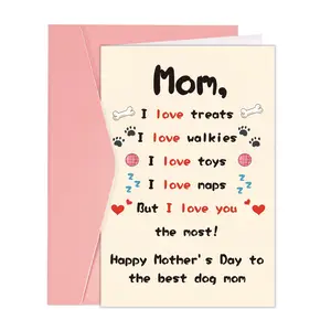 1PC Funny Message Mother's Day Card, Lovely Dog Mothers Day Cards with Envelope, Mom Card for Women, Cute Dog Mother Day Cards Gifts