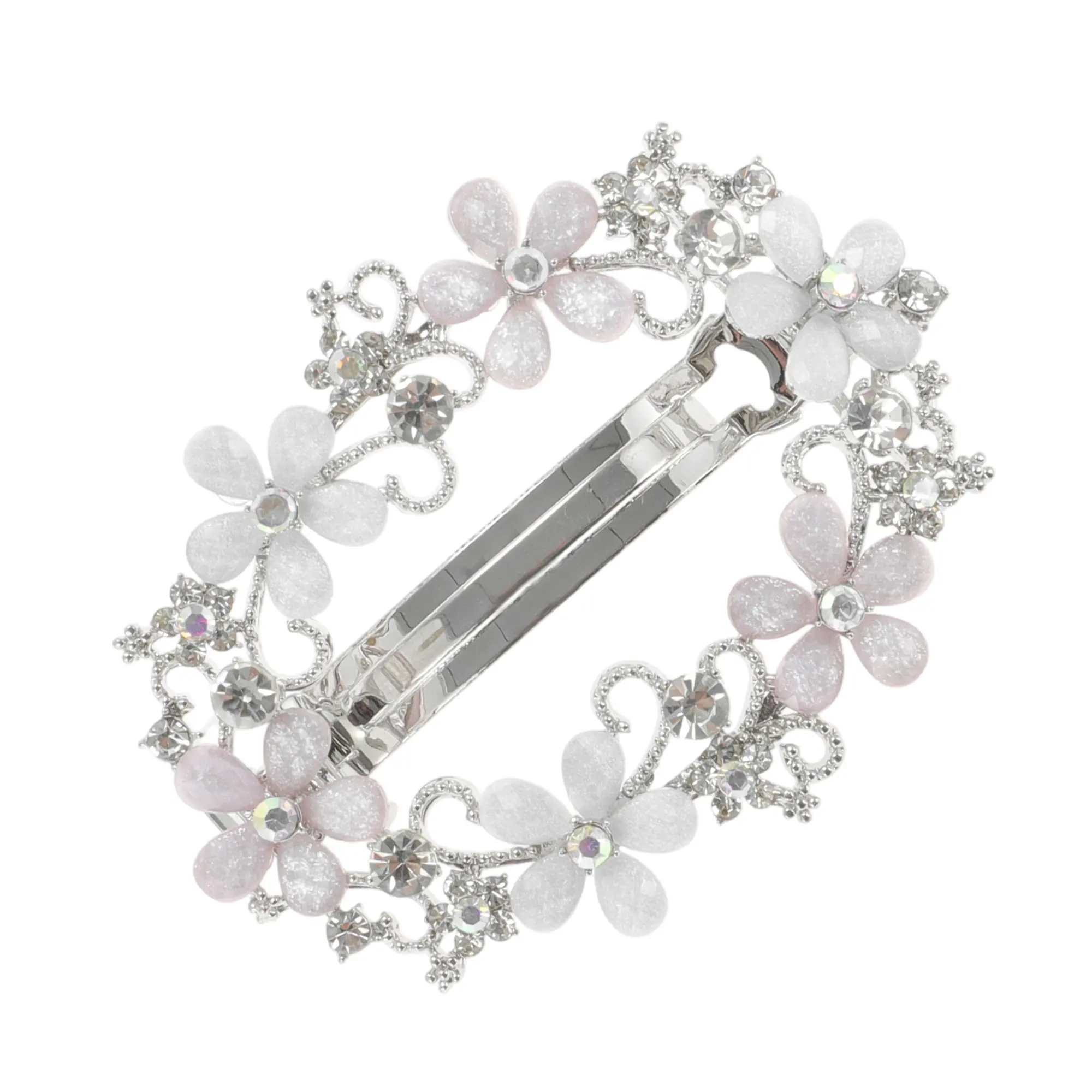 Unique Bargains Hollow Flower French Barrette Hair Clips for Home Black White Pink 1 Pc