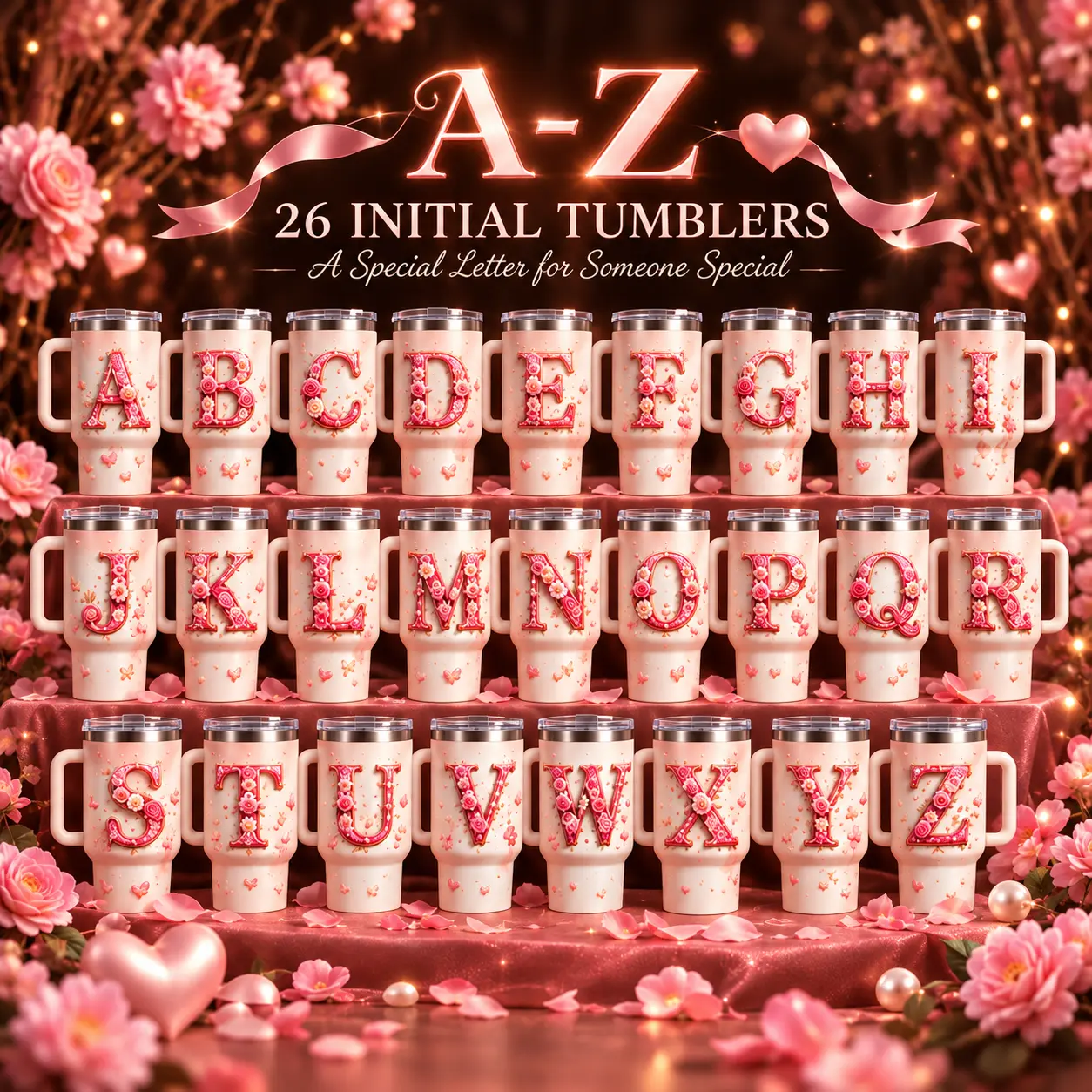 A-Z Initial Tumblers – 26 Letters to Choose! Grab Your Own Custom Initial Cup, Perfect Personalized Gift