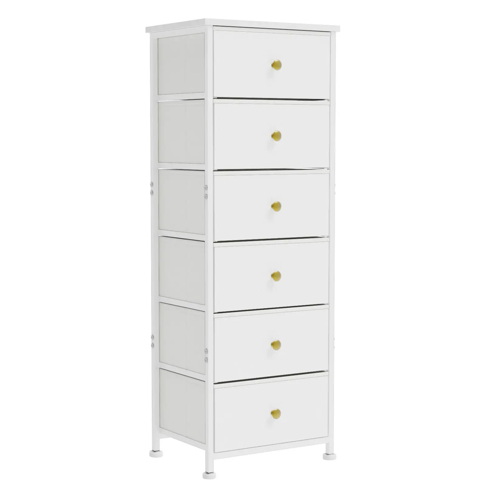 PhoenixHome Fabric Drawer Dresser for Bedroom, Storage Cabinets with 6 Drawer Organization Bins, Chest of Drawers with Wooden Top