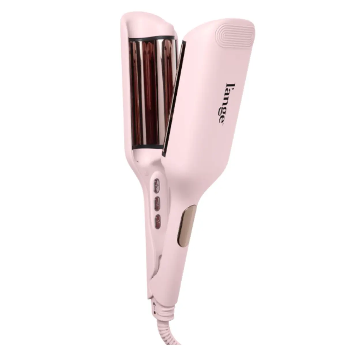 L'ANGE Hair SculptWaver Titanium Deep Wave | 1.3 Inch Hair Crimper for Effortless Beach Waves | 3 Barrel Hair Waver with Adjustable Heat | Dual Voltage & Smart Timer | Blush - Large