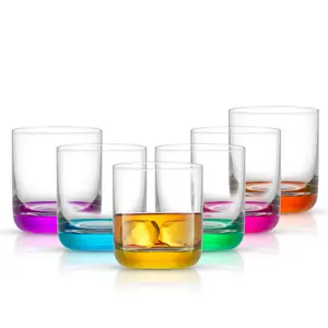 Hue Colored Double Old Fashion Whiskey Glasses, 10 oz Hue Colored Double Old Fashion Whiskey Glasses, 10 oz