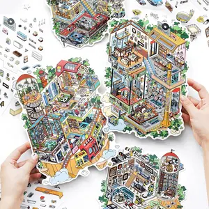 3 Sheets/bag Scenic Decor Stickers, Pet Material, 38th Series Decorative Stickers for Creative Crafts & Home Decor, Scenes Stickers