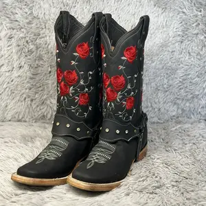 Women's rodeo-style boot in premium leather with non-slip mid-life sole, high quality Footwear Girl
