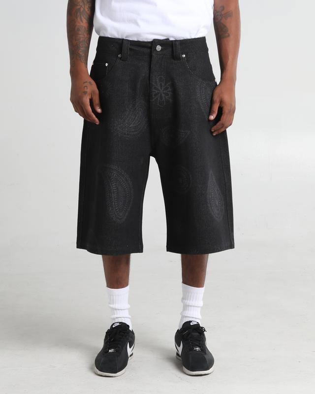 Paisley Denim Shorts