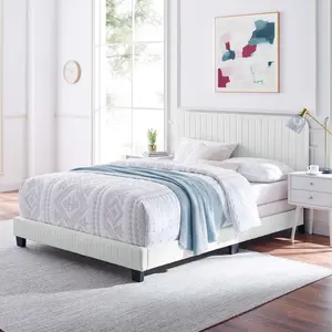 Modway Celine Channel Tufted Performance Velvet King Bed in White