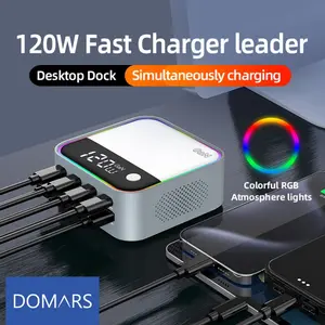 Domars 120W USB C Charger 8-Port with LED Display Brightness , USB Charging Station GaN Multiport Fast Charger PD 100w QC 3.0 Compatible Laptop with Android for iPhone 17/16/15/14/13/12 Pro Max for Samsung S25 S24 S23