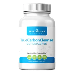 TRUE CELLULAR FORMULAS TrueCarbonCleanse Gut Detoxifier with Cleanoptilite™️ & Activated Charcoal for Natural Gut Health Support 60 Capsules Healthcare Supplement