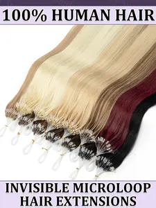Micro Loop Human Hair Extensions Fusion Hair Extensions 12-20 inch 50pcs 30g/pack Easy to Install No Glue Natural Straight Human Hair for Women