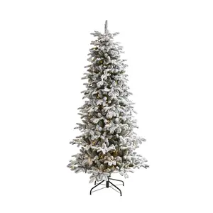 Nearly Natural 7' Flocked Christmas Tree w/550ights