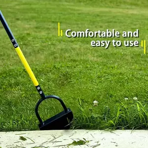 Hoofun Manual Hand-Cutting Lawn Edger Tool, Durable Iron Construction, Half-Moon Serrated Edge, Ergonomic Handle Durable Gardening Tools for Garden, Patio, Step Edging