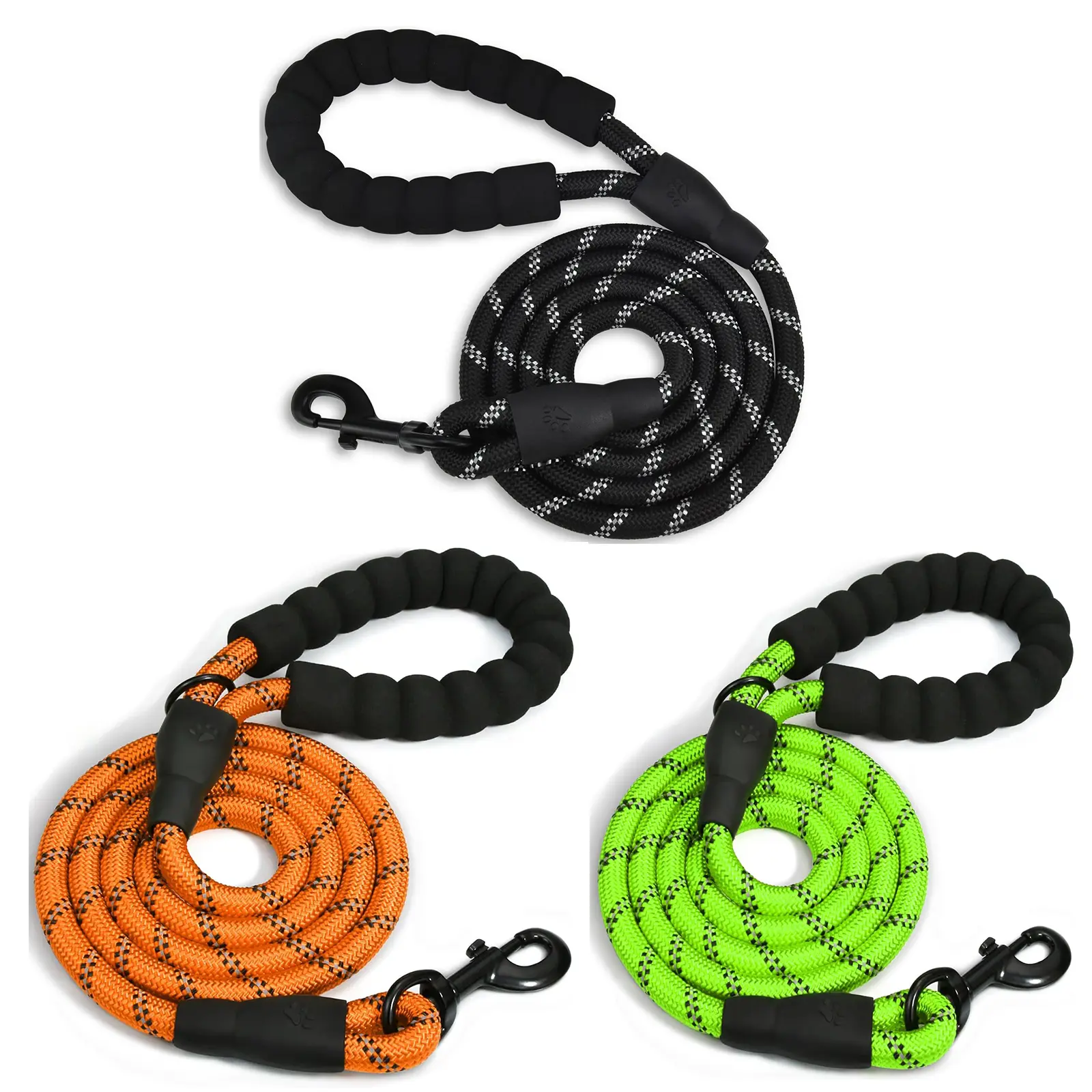 Pad Handle for Easy Grip and Comfortable Use Heavy Duty Reflective Dog Leash 6.2Ft or 9.8Ft for Large Medium Dogs Rope Walking Leash Adjustable Safety Harness