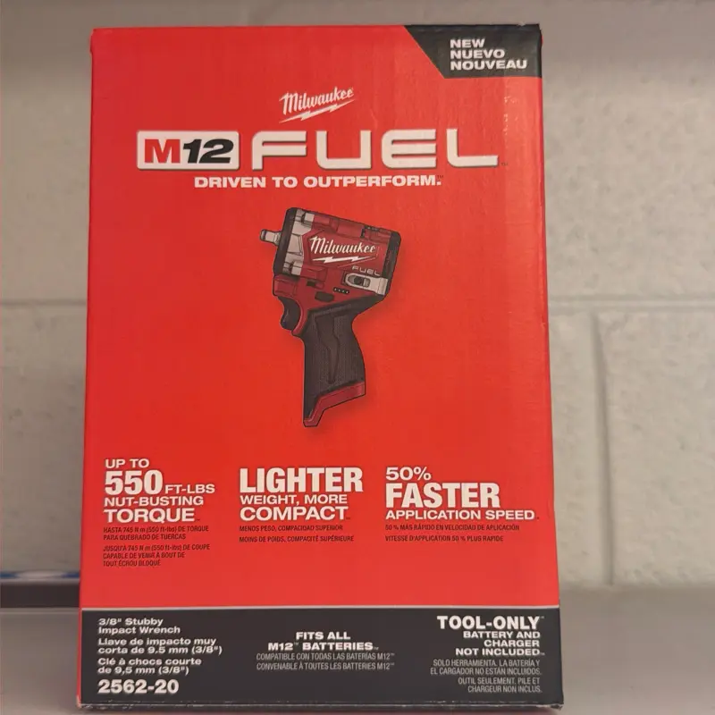 MSRP 289 M12 FUEL 12V Lithium-Ion Brushless Cordless Stubby 3/8 in. Impact Wrench (Tool-Only) 5 year warranty 2562-20
