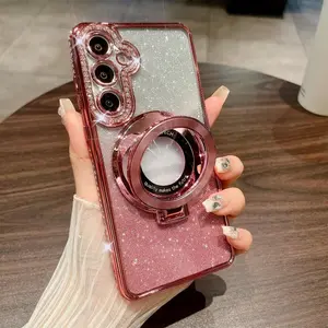 Luxury Phone Case - Suitable for For Samsung Galaxy S26/S25/24/23/Ultra/Plus Glitter Phone Case with Magnetic Ring Stand, Rhinestone Phone Case/Cover/Casing, Accessories
