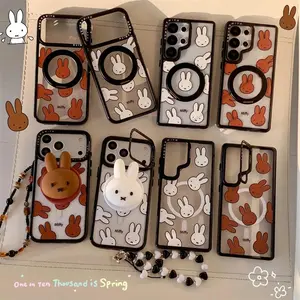 Kawaii Miffy Rabbit Magnetic Phone Case for Samsung Galaxy S26 Ultra S23 S25 Plus S24 Cover With Magsafe 3D Cartoon Stand Cases