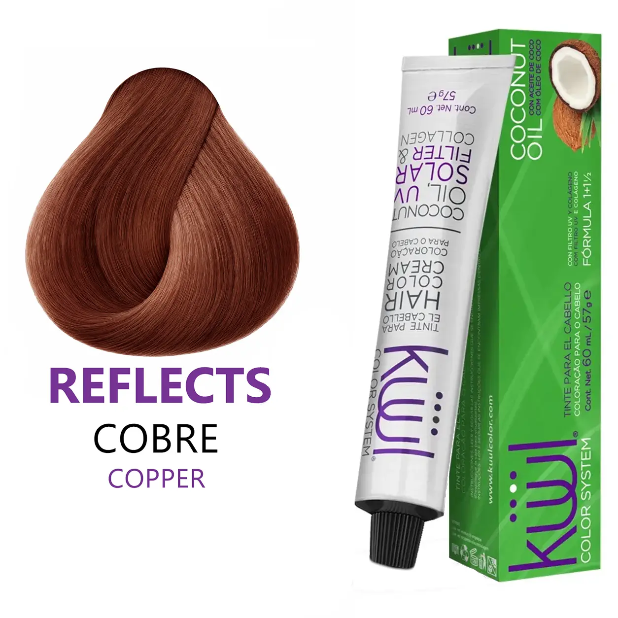 Kuul Color System [ Reflects ] Cobre | Copper | Tinte Para El Cabello | Permanent Hair Dye | 3.04 fl oz / 90 ml