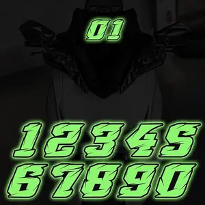 Motorcycle Glow in The Dark Sticker, Number 0123456789 Waterproof Sticker for Motorcycle Fuel Tank, Car Body, Bumper, Trunk, Rear Windshield, Ideal for Night Safety Warning Decorative Car Stickers