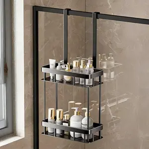 Bathroom Door Rear Shelf, No Drilling, Hanging Tiered, Back Hook, Quick Drain, Waterproof, Moisture-Resistant, Suitable for Bathroom, Toilet