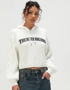 TRUE RELIGION Embroidered Ribbed Womens Hoodie
