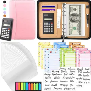 Budget Binder with Zipper Envelopes,  Envelopes for Budgeting, A6 PU Leather Budget Planner 2026 with  Envelopes Calculator, Bill  Organizer for  Saving Budget System Wallet