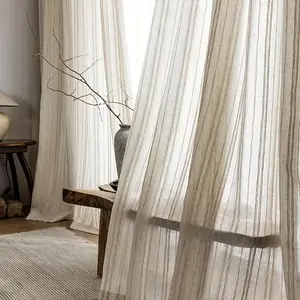 1pc Natural-Look Linen Curtain, Artificial Linen Texture Coarse Hemp Fabric Privacy Window Drapes, Ideal for Living Room Bedroom, Casual Style, Window Curtains