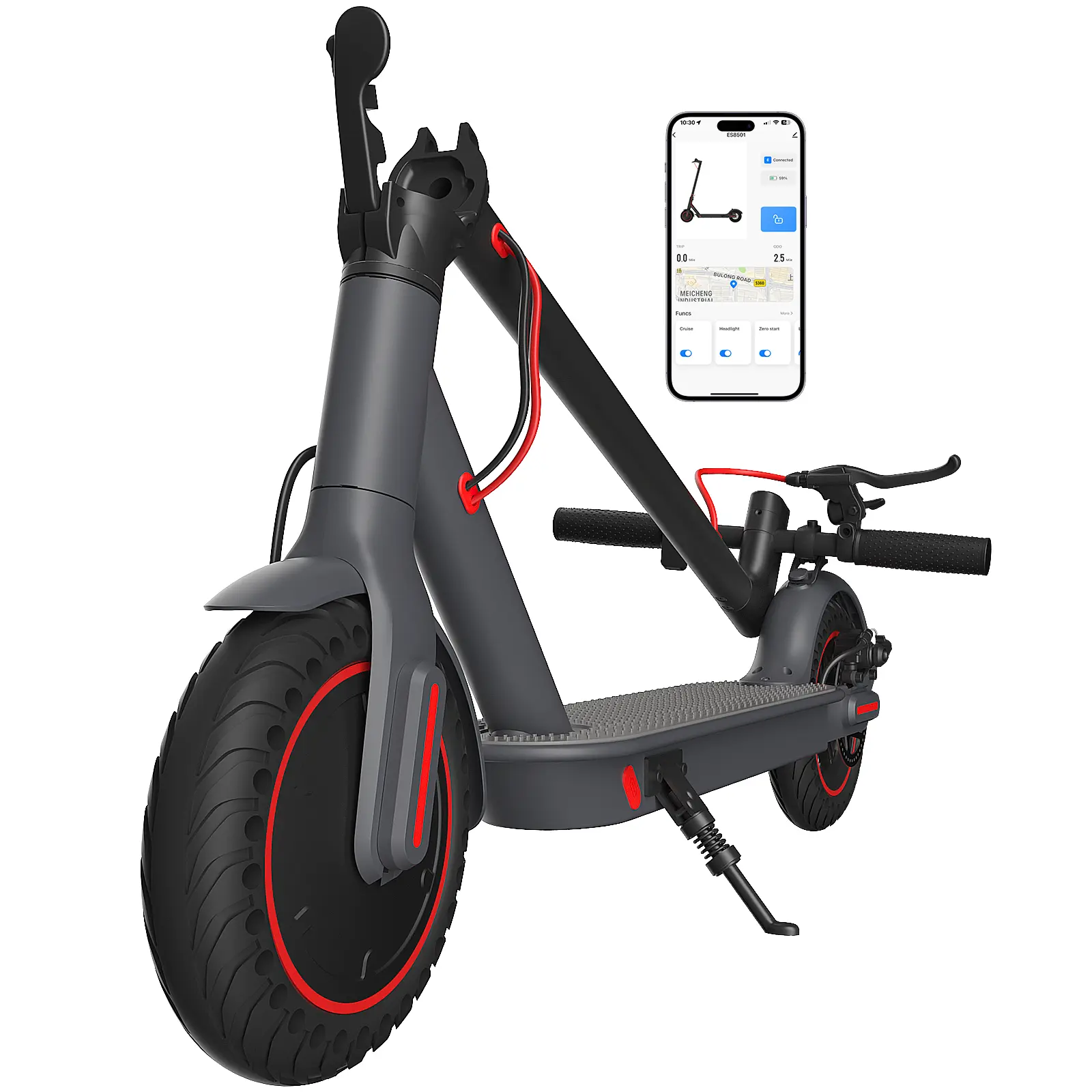 OBX 350W Electric Scooter for Adults, 18MPH & 12-16 Miles Range, 8.5" Solid Tires, Foldable Commuting E-Scooter with APP Control & Brake System