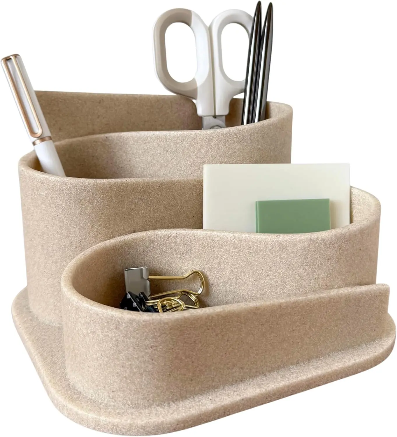 Aesthetic Desk Organizer - Aesthetic Office Desk Accessories - Boho Pen Holder - Neutral Beige Desk Accessories - Home Office Essentials for Women - Cute Pencil Holder