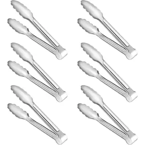 6 Pack Serving Tongs Kitchen Tongs, Buffet Tongs, Stainless Steel Food Tong Serving Tong, small tongs, 7inch/9inch