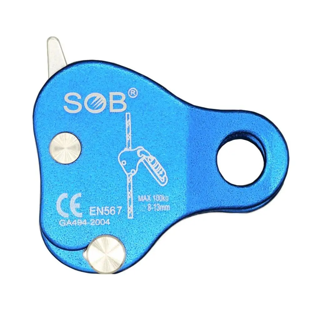 Aluminum-Mg Alloy Fall Arrest Belay Device with Guard Plate, Rock Climbing Rope Grip Clamp for Mountaineering, Rescue Operations
