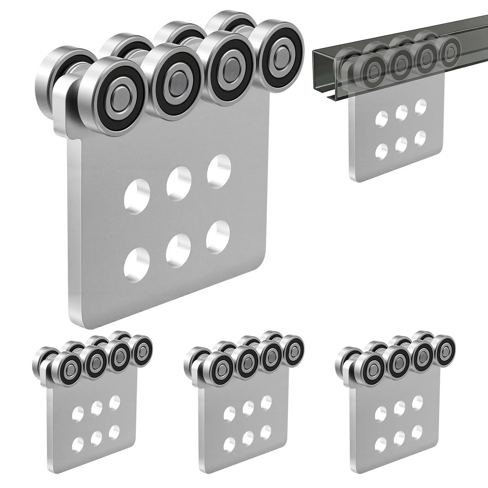 【SummerFinds】VEVOR 8 Wheel Trolley Assembly Rollers, 4 Pcs 3000 lbs Load, Dual Bearing Trolley Assembly for 1-5/8" Wide and All 1-5/8" or Taller Strut Channel, Heavy Duty Sliding Track System for Warehouse Garage