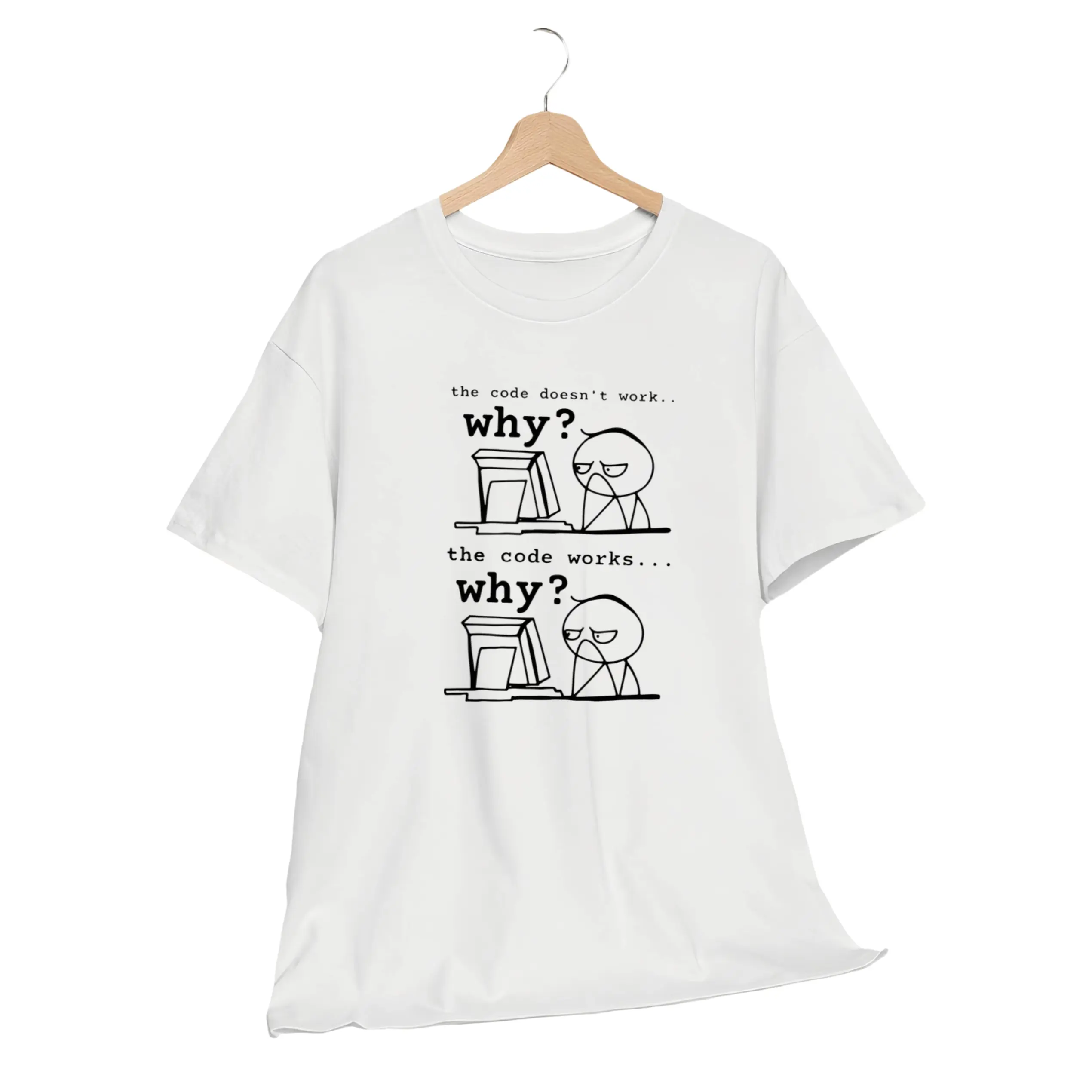Men's Funny Coding T-Shirt - "Code Is Okay...? Because Endpoints Can't Be" Graphic Short Sleeve Shirt - Lightweight Summer Developer Top with Tech Humor Gift Suitable for Programmers, Tech Geeks & Computer Science Students