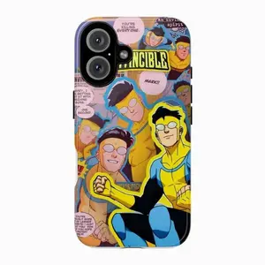 Anime "Invincible" Superhero Collage Pattern 2-in-1 Phone Case (Film-Integrated) — Compatible with iPhone 13, 14, 15, 16, 17