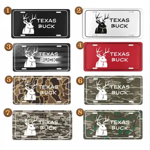 Texas Buck Patriotic Deer Hunter Front License Plate - American Flag Whitetail Deer Aluminum Car Tag - Texas Pride Hunter Vanity Plate - Gift for Outdoorsman