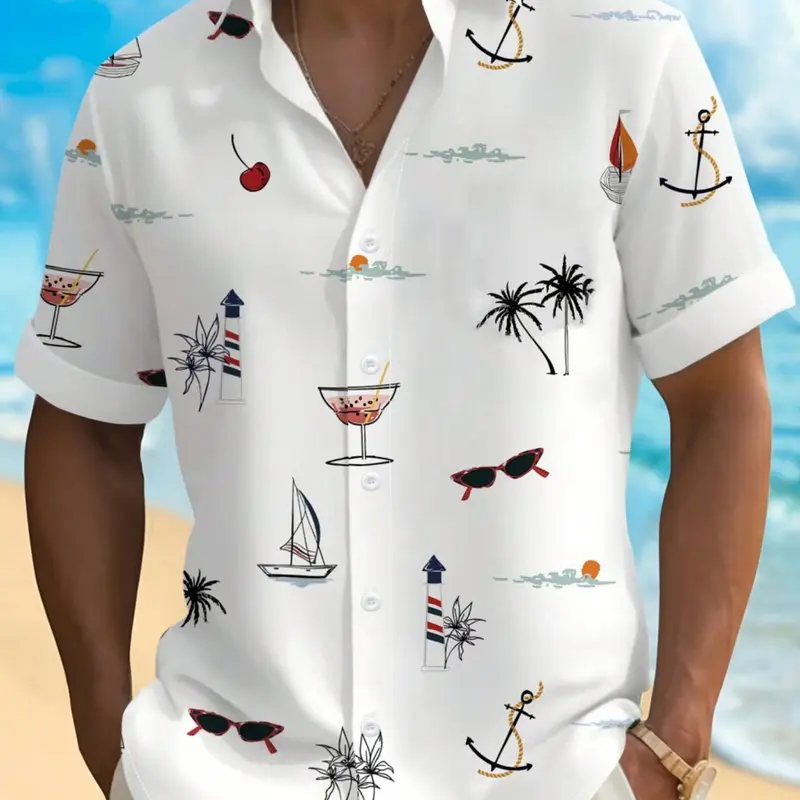 Summer Clearance Sale Shirts: Men's breathable and soft button-down collar short shirts, made of breathable and cool fabric, suitable for beach vacations, pool parties, and everyday casual wear.