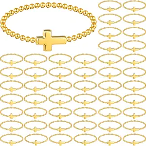 24Pcs Christian Cross Bracelets Bulk Suitable for Men & Women - Beaded Jesus Prayer Beads with Stretchable Retro Church Jewelry, Religious Gifts for Church Events, Daily Wear, Baptism, Confirmation, Easter, Year-Round