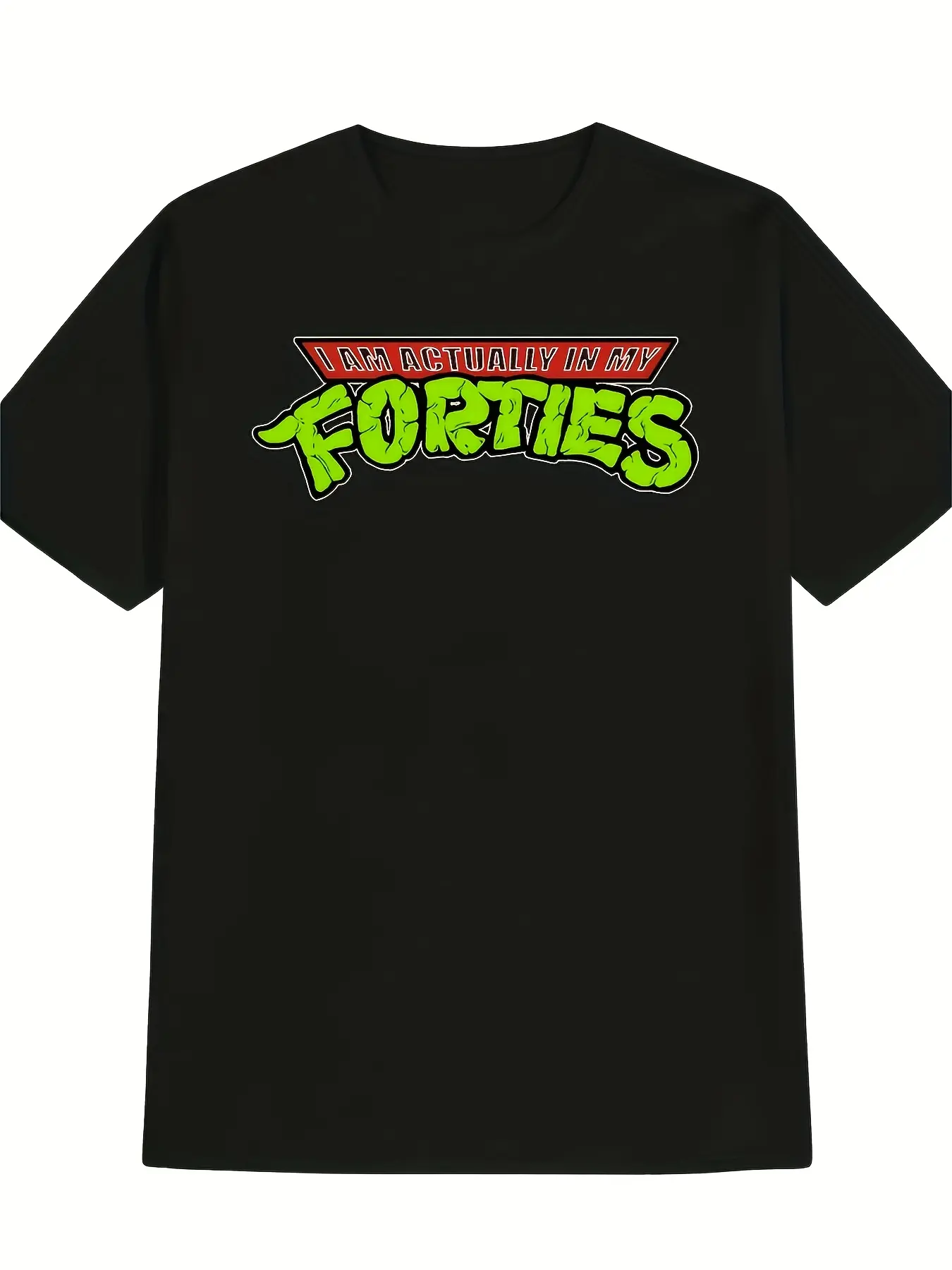 Men's I'm Actually in My Forties Graphic T-Shirt - Casual Crew Neck Tee with Bold Yellow & Red Print, Short Sleeve, Regular Fit, Perfect for Casual Attire, Everyday Tshirt Bold Graphic Tee Comfortable Fit, PLUS SIZE