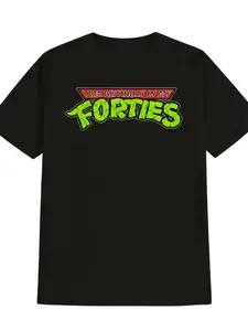 Men's I'm Actually in My Forties Graphic T-Shirt - Casual Crew Neck Tee with Bold Yellow & Red Print, Short Sleeve, Regular Fit, Perfect for Casual Attire, Everyday Tshirt Bold Graphic Tee Comfortable Fit, PLUS SIZE