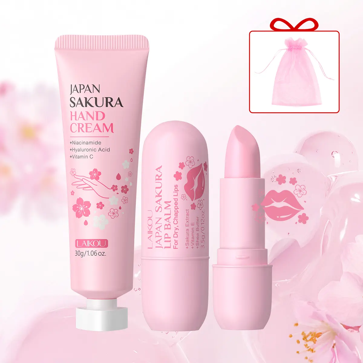Laikou Lip Balm & Hand Cream Set, Lip Care Duo, lip treatment, Moisturizing Lip Care Products & Nourishing Hand Protection, Hydrating Essential Skincare Essentials for Dry Skin Relief