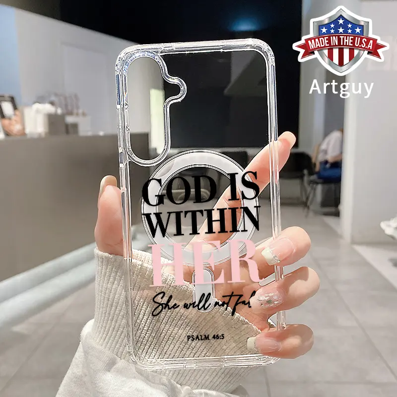 Magnetic Phone Case for Samsung Galaxy S24 FE Plus S25 Ultra S23 Ultra S22+ God is within her Pattern TPU Fashion Shockproof Anti-Scratch Stylish Smartphone Cover